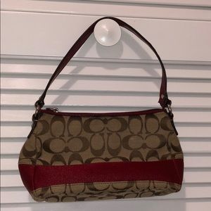 Original Coach Small Beige and Red Handbag
